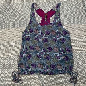 Free People Pink and Blue Floral Top